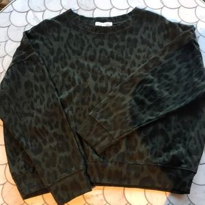 Socialite cropped leopard terry sweatshirt